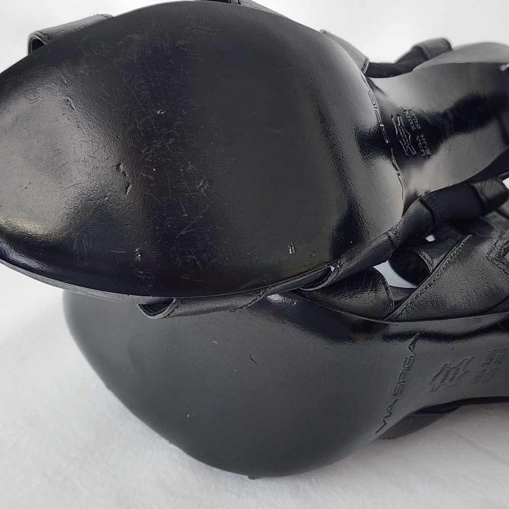 NWOB Via Spiga Italian Leather Caged 4.5" Heels Size 7.5 Black - Picture 8 of 11